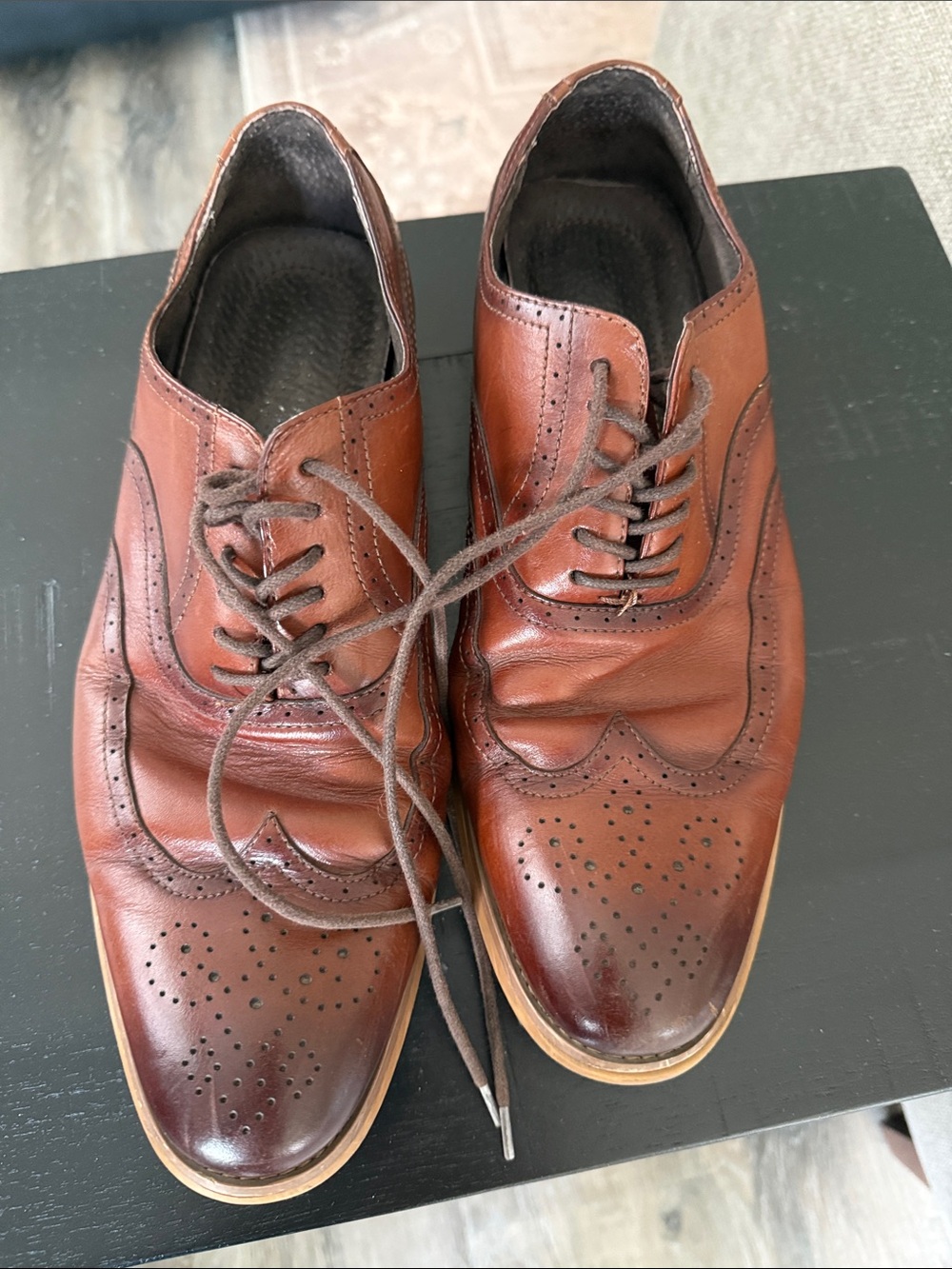 Stacy Adams Classic Men's Brown Leather Wingtip Dress Shoes sz 9.5